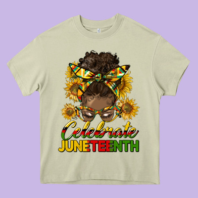 Celebrate Juneteenth Black Woman Bun Heavy Core Tee Designed By Hra Design Shop