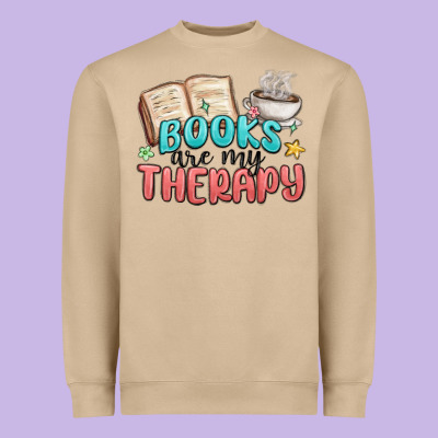 Books Are My Therapy Heavyweight Sweatshirt Designed By Maliassmallbusiness