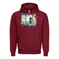 Burgundy Happy Camper With Flowers Zipper Hoodie - Bettercallsaul