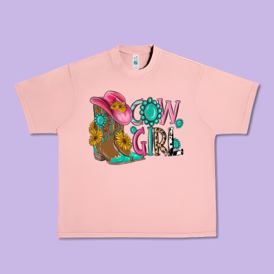 Cow Girl Western Boots Urban Heavy Tee Designed By Maliassmallbusiness