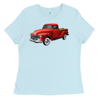 Baby Blue western red truck right 34 view Ladies Tee - FaDigitalArtStudio