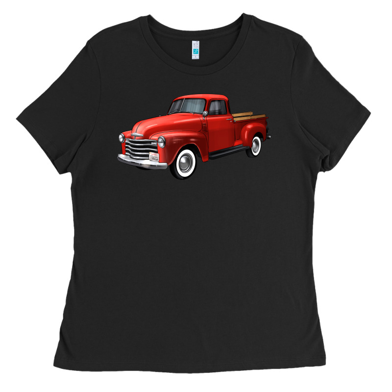 Western Red Truck Right 34 View Ladies Tee by FaDigitalArtStudio | Teevron