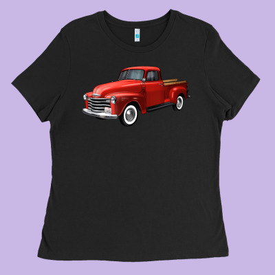 Western Red Truck Right 34 View Ladies Tee Designed By Fadigitalartstudio