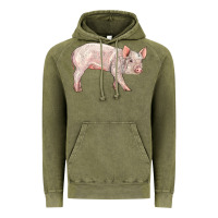Vintage Olive american yorkshire pig  baby Vintage Hoodie - LillyAllenDesigns