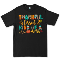 Black thankful  blessed and kind of a mess Premium Tee - AdoDesignShop