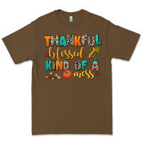 Cacao thankful  blessed and kind of a mess Premium Tee - AdoDesignShop