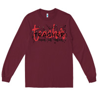 Burgundy christmas teacher Long Sleeve Tee - MaliasSmallBusiness