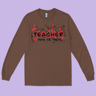 Christmas Teacher Long Sleeve Tee Designed By Maliassmallbusiness