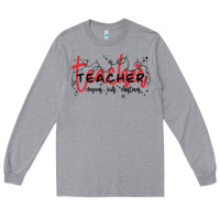 Heather Grey christmas teacher Long Sleeve Tee - MaliasSmallBusiness