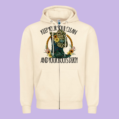 Keep Your Soul Clean And Your Boots Dırty Cowgirl Boots Zipper Hoodie Designed By Bettercallsaul