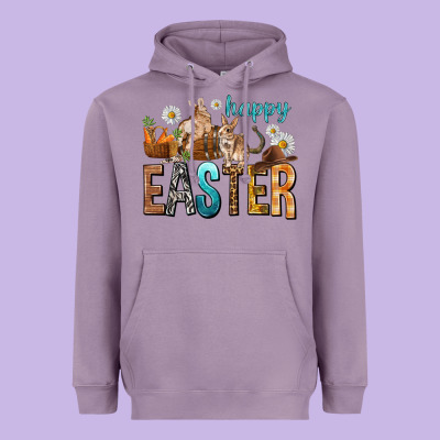 Happy Easter With Cowboy Easter Day Heavyweight Hoodie Designed By Howdyjamesfarm