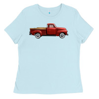 Baby Blue western red truck right side view Ladies Tee - FaDigitalArtStudio
