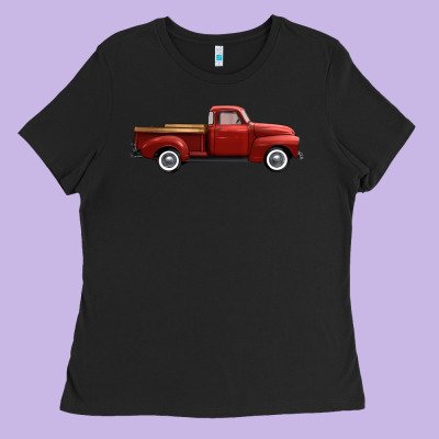 Western Red Truck Right Side View Ladies Tee Designed By Fadigitalartstudio