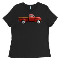 Black western red truck right side view Ladies Tee - FaDigitalArtStudio