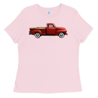 Bubblegum Pink western red truck right side view Ladies Tee - FaDigitalArtStudio