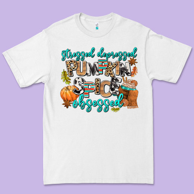 Stressed Depressed Pumpkin Spice Obsessed Premium Tee Designed By Adodesignshop