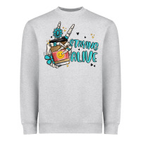 Heather Grey staying alive Heavyweight Sweatshirt - MaliasSmallBusiness