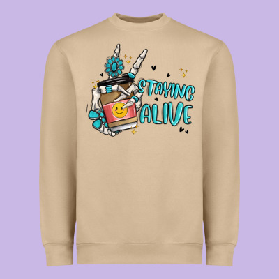 Staying Alive Heavyweight Sweatshirt Designed By Maliassmallbusiness