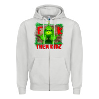 Dove Grey Fuck Them Kids Grinch Zipper Hoodie - Bettercallsaul