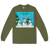 Army Green snowman Long Sleeve Tee - MaliasSmallBusiness