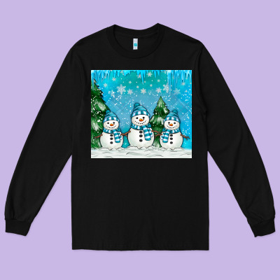 Snowman Long Sleeve Tee Designed By Maliassmallbusiness
