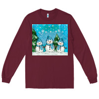 Burgundy snowman Long Sleeve Tee - MaliasSmallBusiness