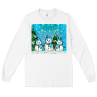 White snowman Long Sleeve Tee - MaliasSmallBusiness