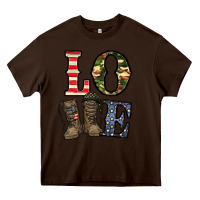 Chocolate Brown loce army Heavy Core Tee - CowhideDigitalArt