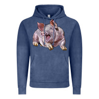 Vintage Denim Landrace Pig Vintage Hoodie - LillyAllenDesigns