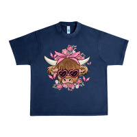 Navy cow with flowers and butterflies Urban Heavy Tee - MaliasSmallBusiness