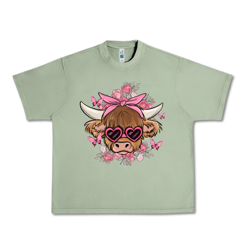 Cow With Flowers And Butterflies Urban Heavy Tee by MaliasSmallBusiness | Teevron