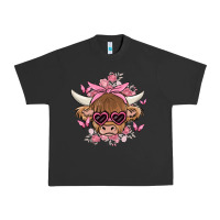 Pigment Black cow with flowers and butterflies Urban Heavy Tee - MaliasSmallBusiness