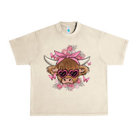 Sandshell cow with flowers and butterflies Urban Heavy Tee - MaliasSmallBusiness