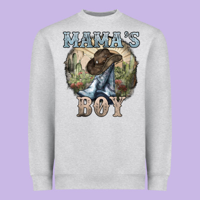 Mamas Boy Western Cowboy Boots Cactus Heavyweight Sweatshirt Designed By Nancycooperartshop