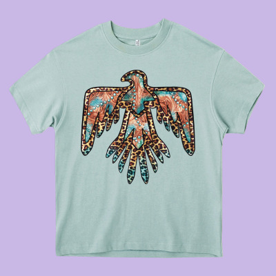 Thunderbird Leopard Leather Heavy Core Tee Designed By Barkaloodesign