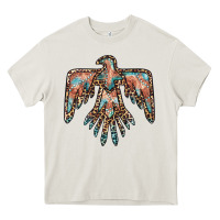 Cream thunderbird leopard leather Heavy Core Tee - BarkalooDesign