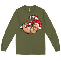 Army Green cute christmas sloth Long Sleeve Tee - MaliasSmallBusiness