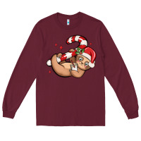 Burgundy cute christmas sloth Long Sleeve Tee - MaliasSmallBusiness