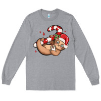 Heather Grey cute christmas sloth Long Sleeve Tee - MaliasSmallBusiness