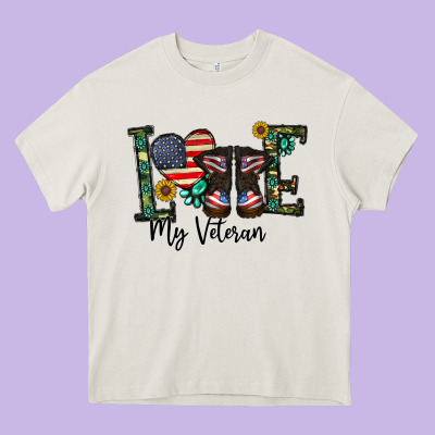 Love My Veteran Heavy Core Tee Designed By Cowhidedigitalart