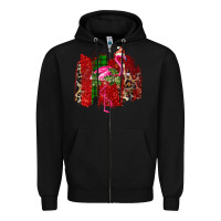 Black Christmas Flamingo Zipper Hoodie - Bettercallsaul