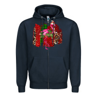 Navy Christmas Flamingo Zipper Hoodie - Bettercallsaul