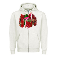 Oatmeal Heather Christmas Flamingo Zipper Hoodie - Bettercallsaul