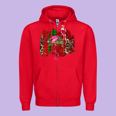 Christmas Flamingo Zipper Hoodie Designed By Bettercallsaul