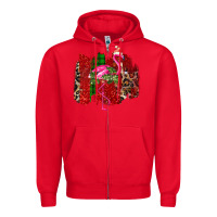 Red Christmas Flamingo Zipper Hoodie - Bettercallsaul
