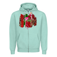 Seafoam Christmas Flamingo Zipper Hoodie - Bettercallsaul