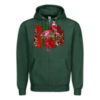 Sports Green Christmas Flamingo Zipper Hoodie - Bettercallsaul
