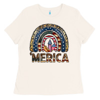 Bone merica rainbow Ladies Tee - CowhideDigitalArt