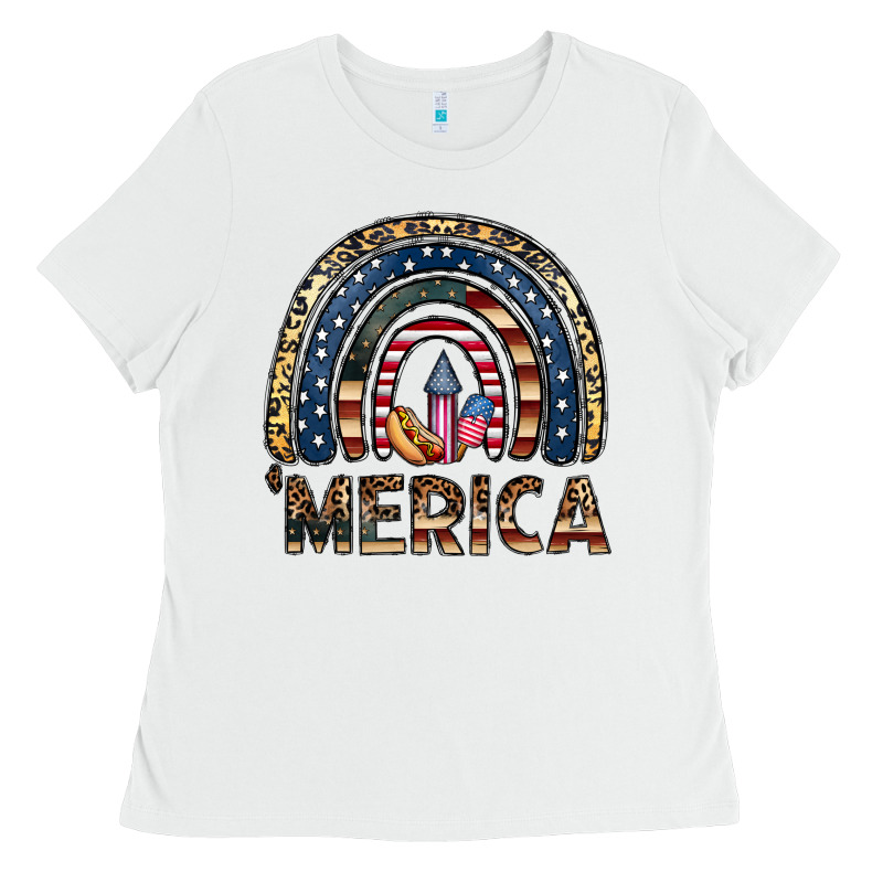 Merica Rainbow Ladies Tee by CowhideDigitalArt | Teevron