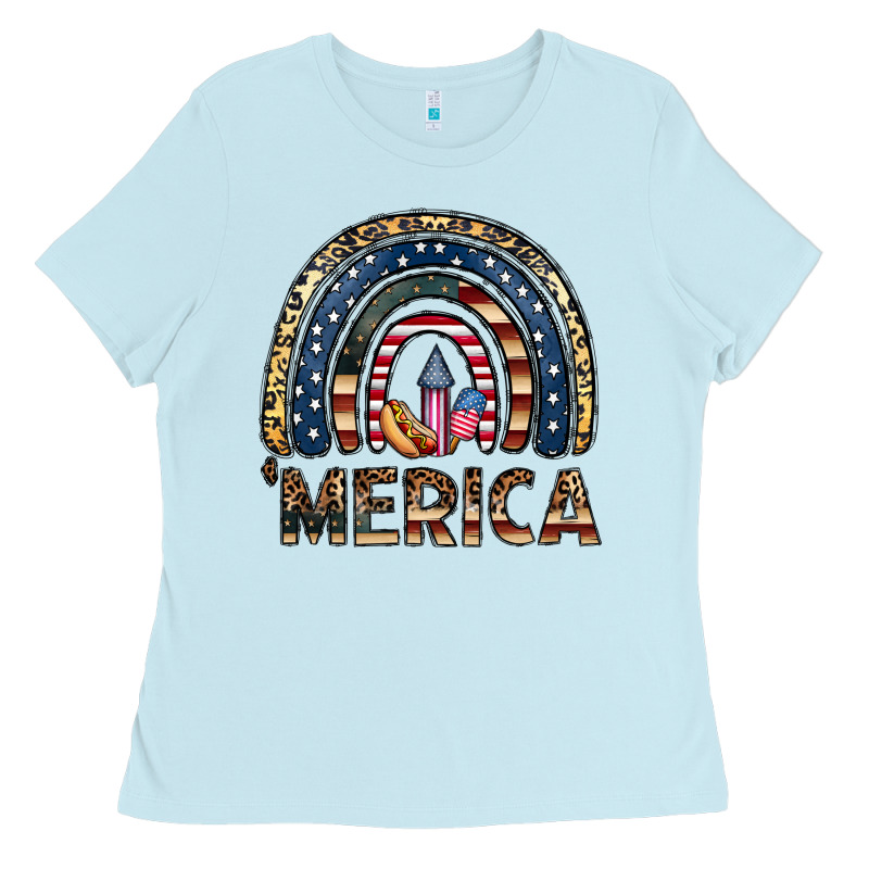 Merica Rainbow Ladies Tee by CowhideDigitalArt | Teevron